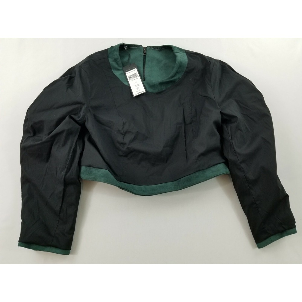 BCBGMAXAZRIA Women Spruce Green Cropped Embroidered Jacket QVV15A76-302 M - Picture 11 of 12